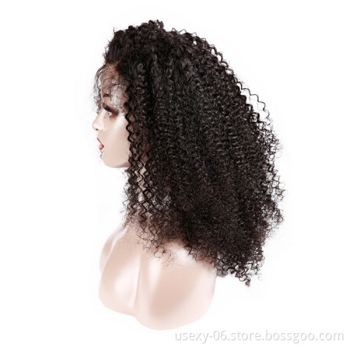 China Wig Vendors Raw Brazilian Hair Kinky Curly Lace Front Wigs With Baby Hair